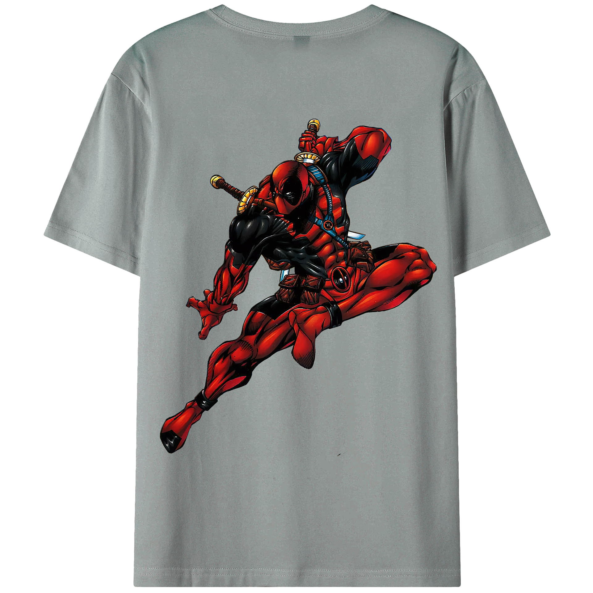 （画像用） Deadpool デッドプール 綿100％ メンズ半袖Tシャツ（バックプリント） 通気性
